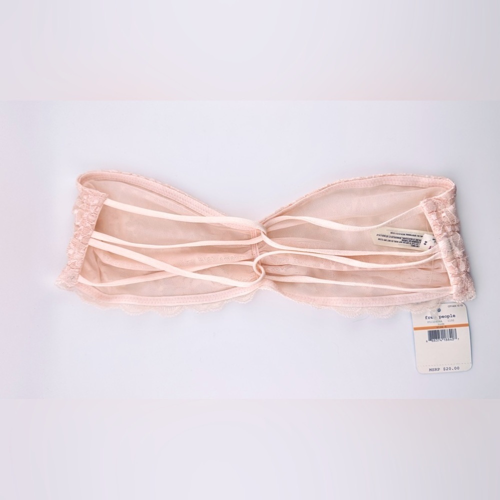 Bundle of 3 Free People Essential Lace Bandeau Bras, Black, Pink, & Ivory, S - Picture 7 of 8